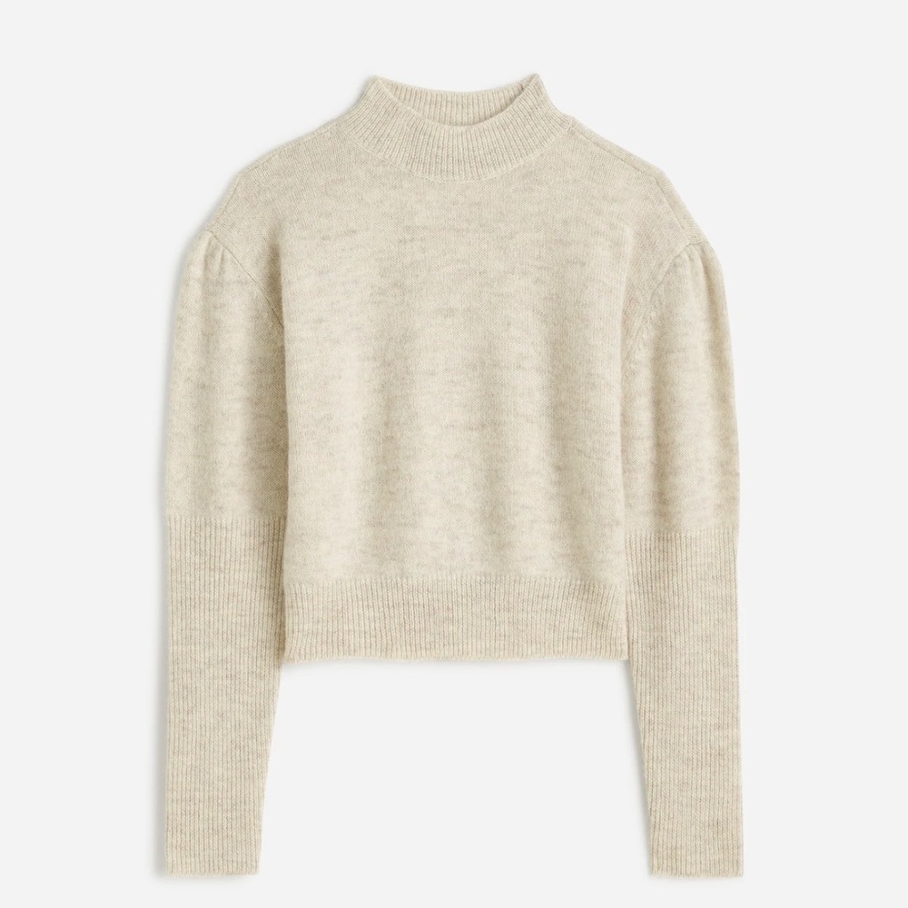 New - Madewell Alpaca-Blend Mockneck Puff Sleeve Sweater - Picture 7 of 7
